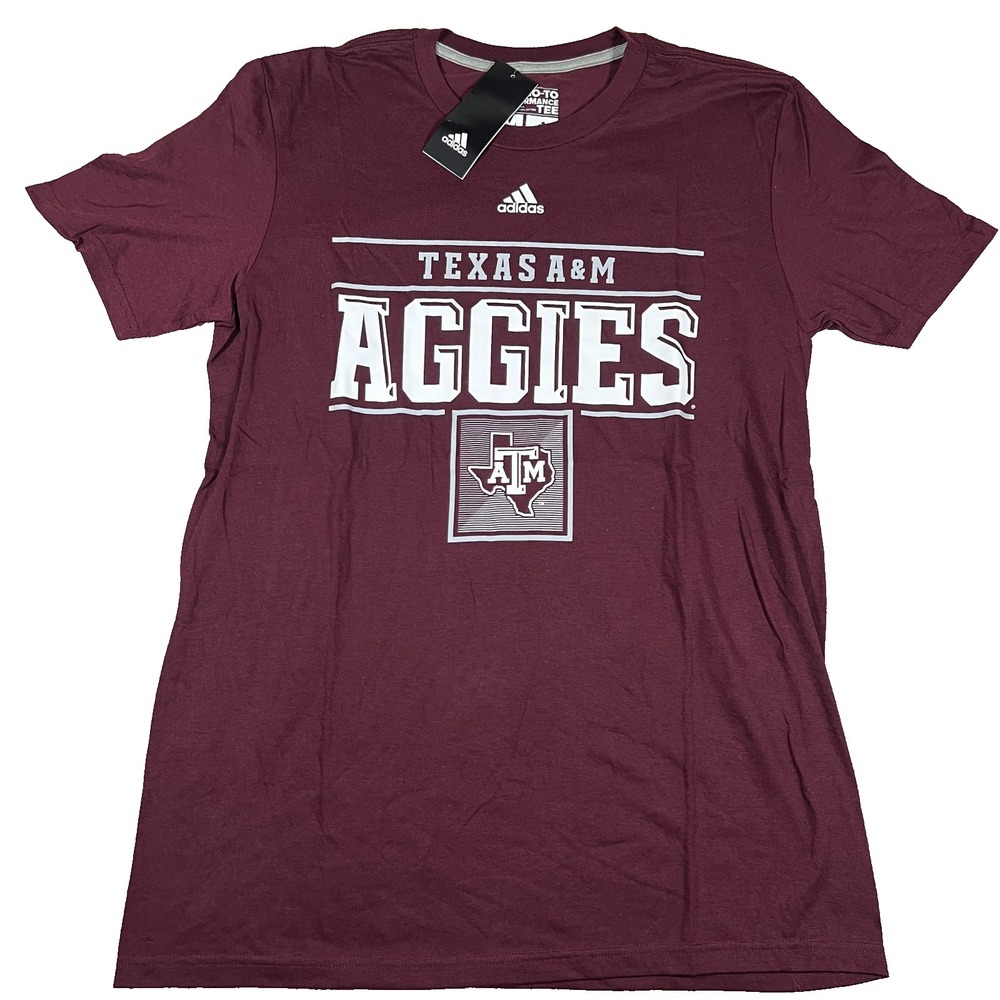 Adidas Texas A&M Aggies Go-To‎ Performance Tee Maroon Mens Medium NEW Climalite